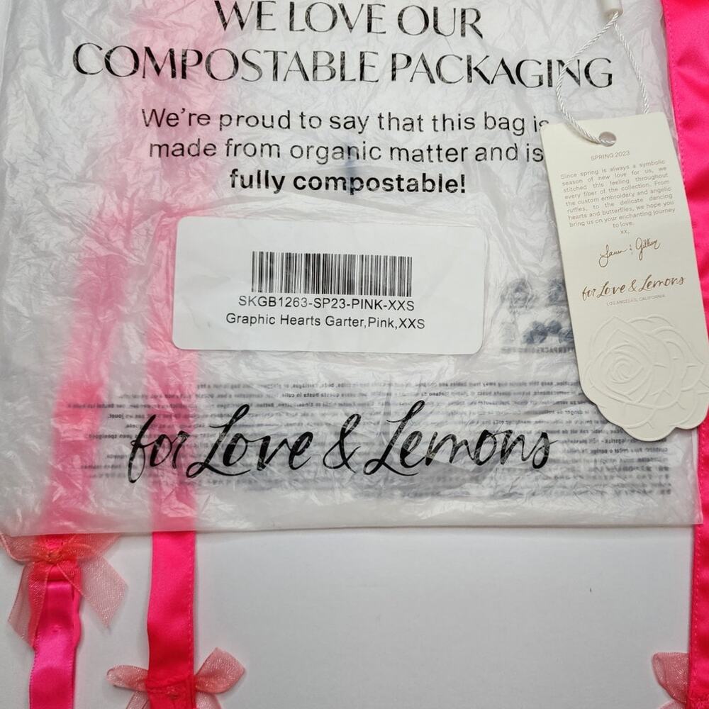 For Love & Lemons Graphic Hearts Garter Embroidered Lingerie Victoria's Secret - Picture 6 of 12